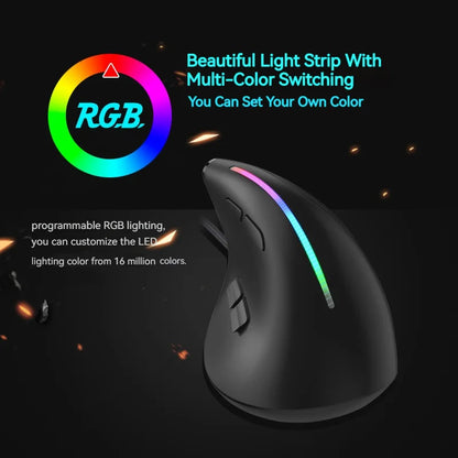 ZELOTES T-50 Vertical Ergonomic USB Wired Mouse 9 keys RGB 12800 DPI Adjustable Mouse for PC Computer Laptop Desktop Notebook