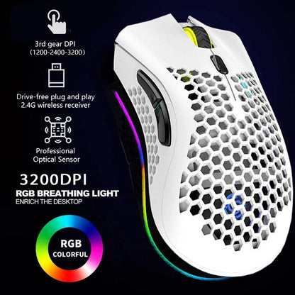 2.4G Wireless Mouse RGB Light Honeycomb Gaming Mouse Rechargeable USB Desktop PC Computers Aouse Laptop Mice Gamer  2022 Cute