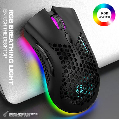 2.4G Wireless Mouse RGB Light Honeycomb Gaming Mouse Rechargeable USB Desktop PC Computers Aouse Laptop Mice Gamer  2022 Cute