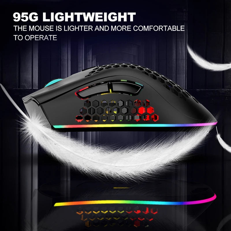 2.4G Wireless Mouse RGB Light Honeycomb Gaming Mouse Rechargeable USB Desktop PC Computers Aouse Laptop Mice Gamer  2022 Cute