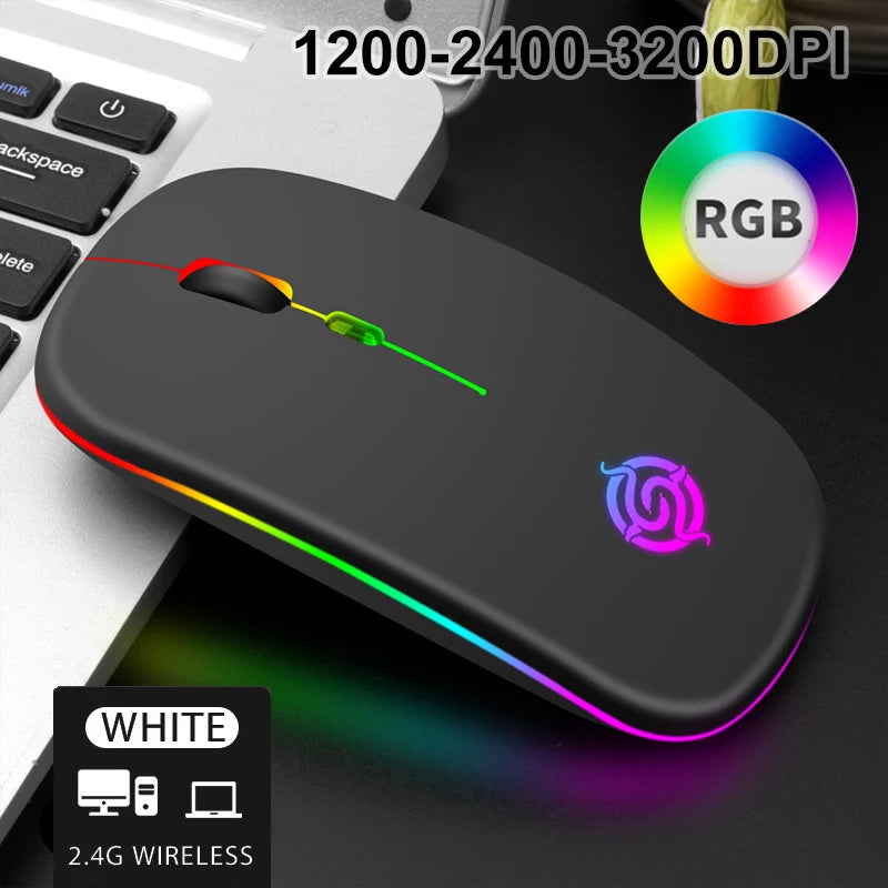 2.4G Wireless Mouse RGB Light Honeycomb Gaming Mouse Rechargeable USB Desktop PC Computers Aouse Laptop Mice Gamer  2022 Cute