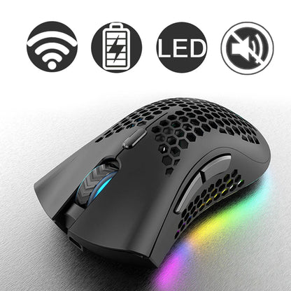 2.4G Wireless Mouse RGB Light Honeycomb Gaming Mouse Rechargeable USB Desktop PC Computers Aouse Laptop Mice Gamer  2022 Cute