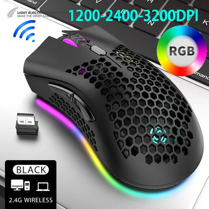 2.4G Wireless Mouse RGB Light Honeycomb Gaming Mouse Rechargeable USB Desktop PC Computers Aouse Laptop Mice Gamer  2022 Cute