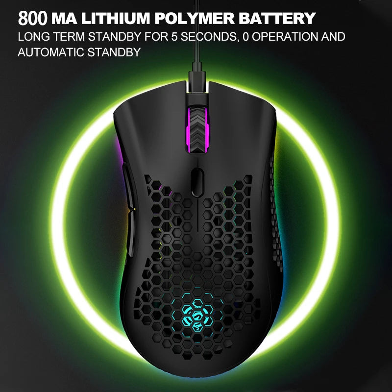 2.4G Wireless Mouse RGB Light Honeycomb Gaming Mouse Rechargeable USB Desktop PC Computers Aouse Laptop Mice Gamer  2022 Cute