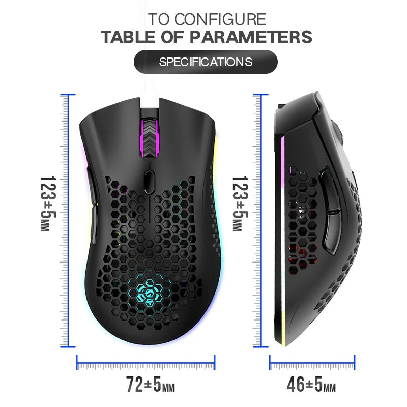 2.4G Wireless Mouse RGB Light Honeycomb Gaming Mouse Rechargeable USB Desktop PC Computers Aouse Laptop Mice Gamer  2022 Cute